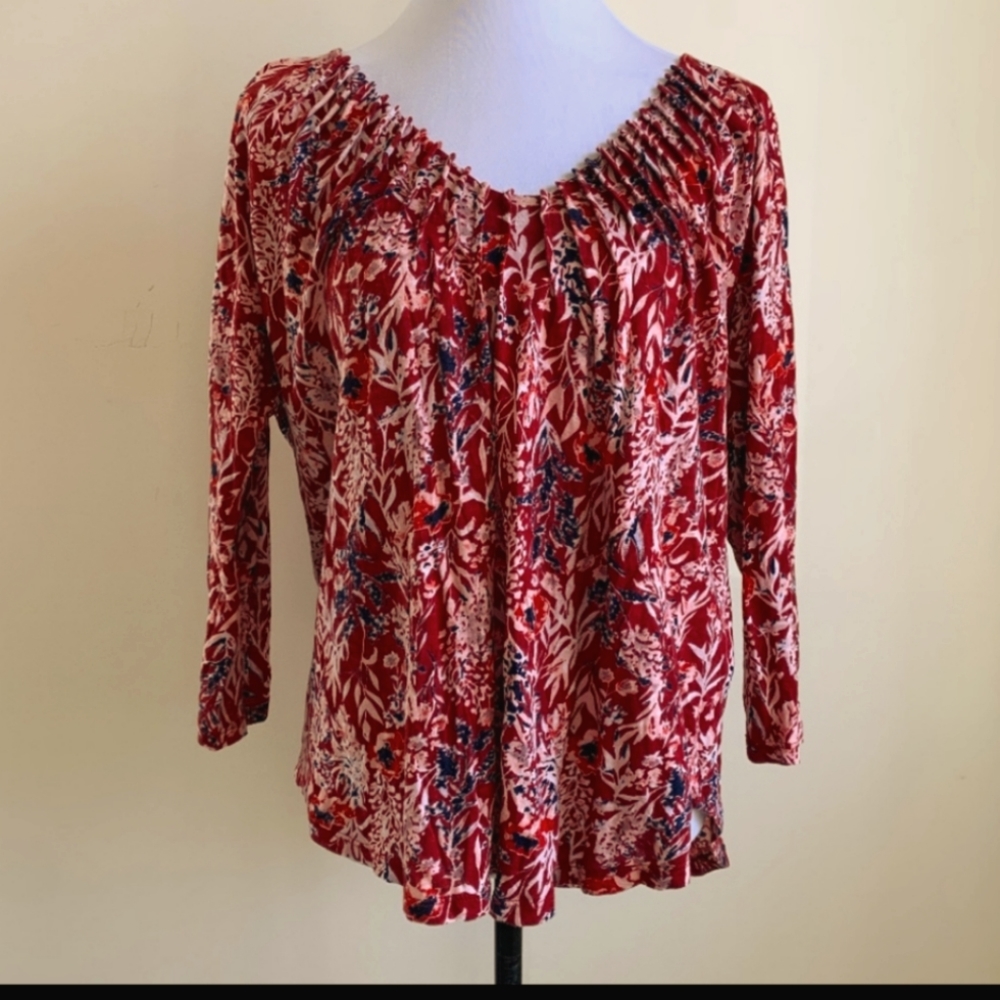 LUCKY brand L red blouse